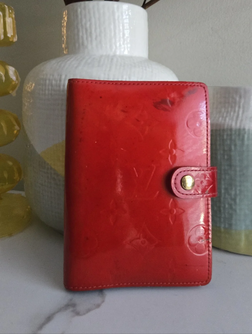 GUC Louis Vuitton PM Red Vernis Leather Agenda Cover